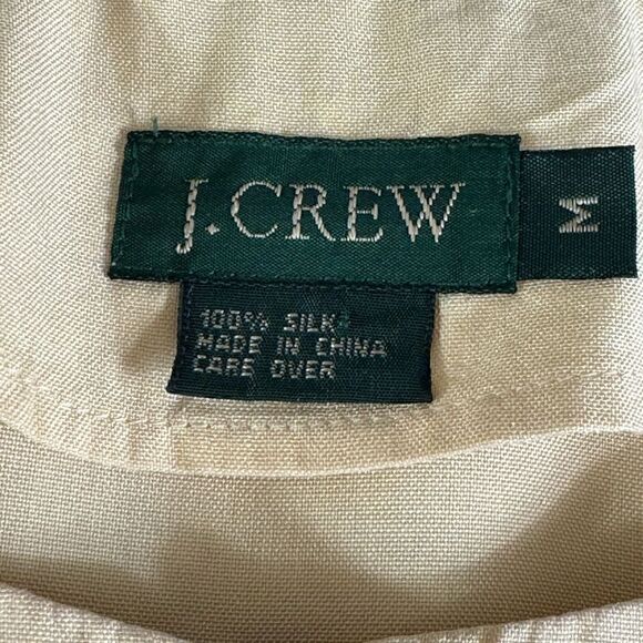 J. Crew blouse womens size medium silk beige button up top Modest Preppy light - Picture 6 of 9